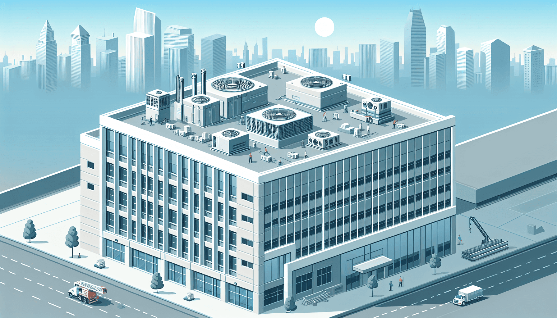 Commercial building with new flat roof