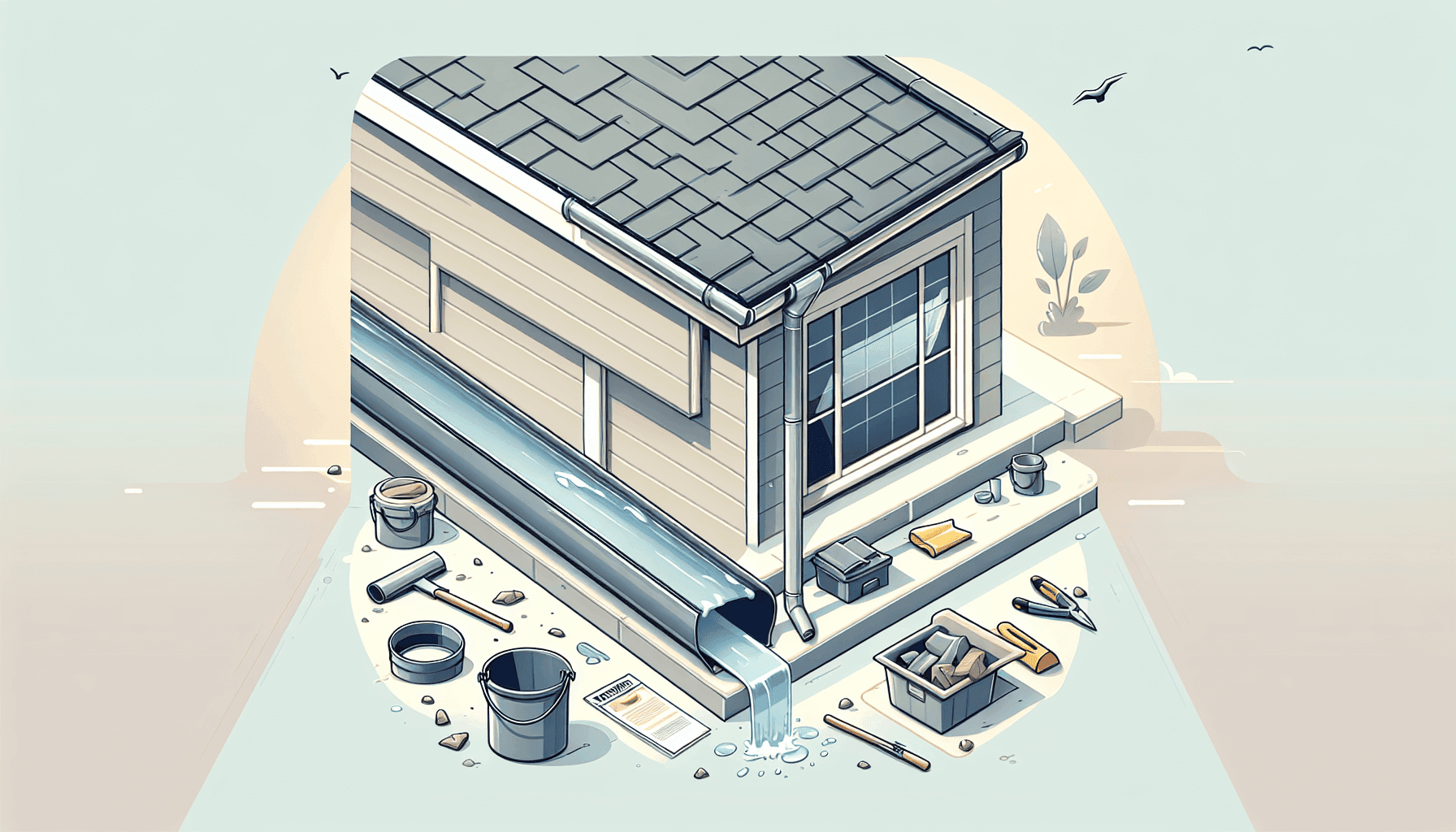 Clean gutters preventing roof leaks