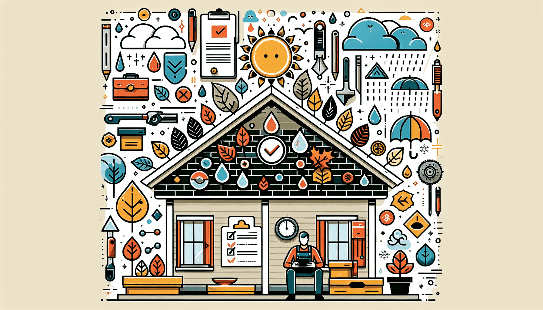 Seasonal roof maintenance checklist illustration